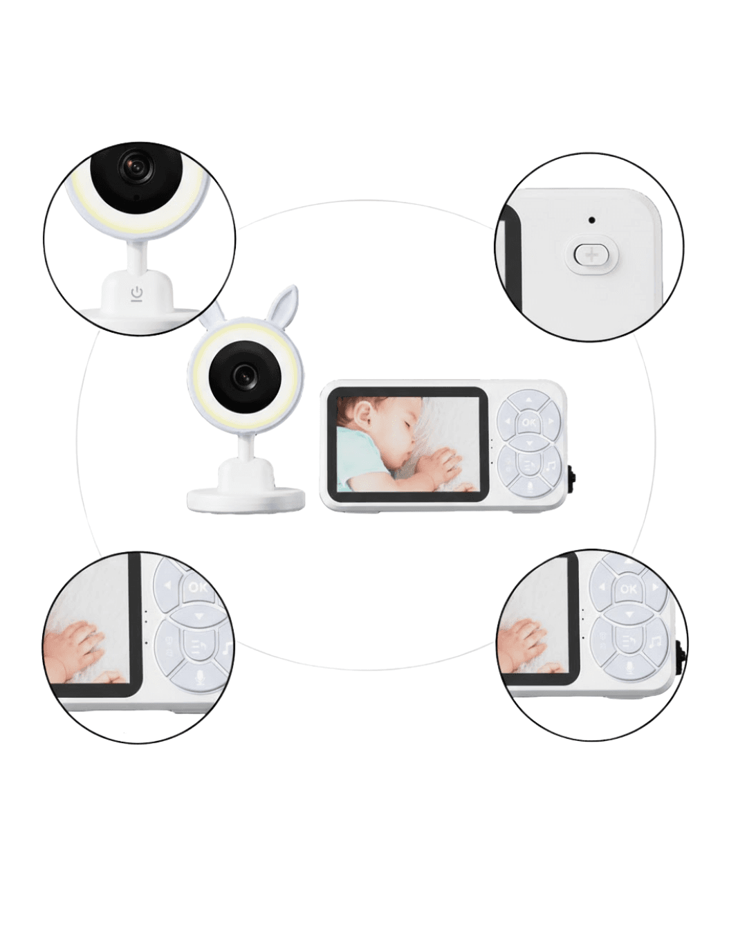 Karşılıklı Sesli Bebek Kamerası 4x Zoom Sıcaklık Sensörlü LCD Ekran 5
