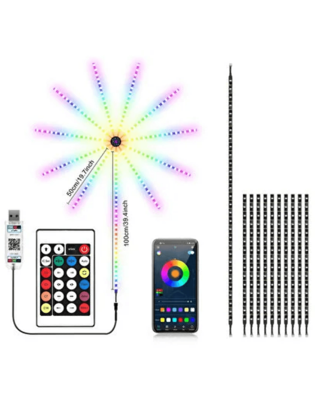 RGB LED Duvar Dekoru Sökülebilir Kollu Havai Fişek Işık Sistemi | Uygulamalı 5