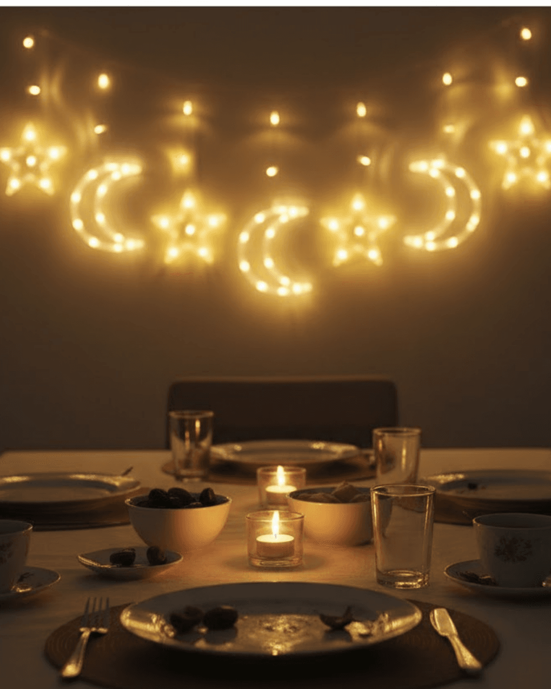 Dekoratif Büyük Ay Yıldız Ramazan LED Işık Sıcak Tonlu Enerji Tasarruflu