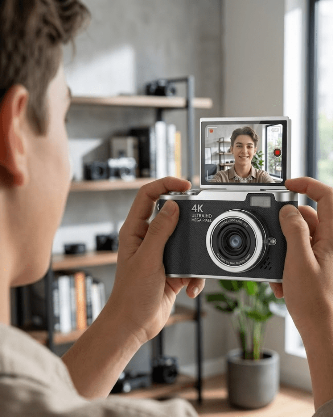 4K Dijital Kamera 48 MP 8X Zoom 180 Derece Flip Ekran Vlog Çekim Özellikli