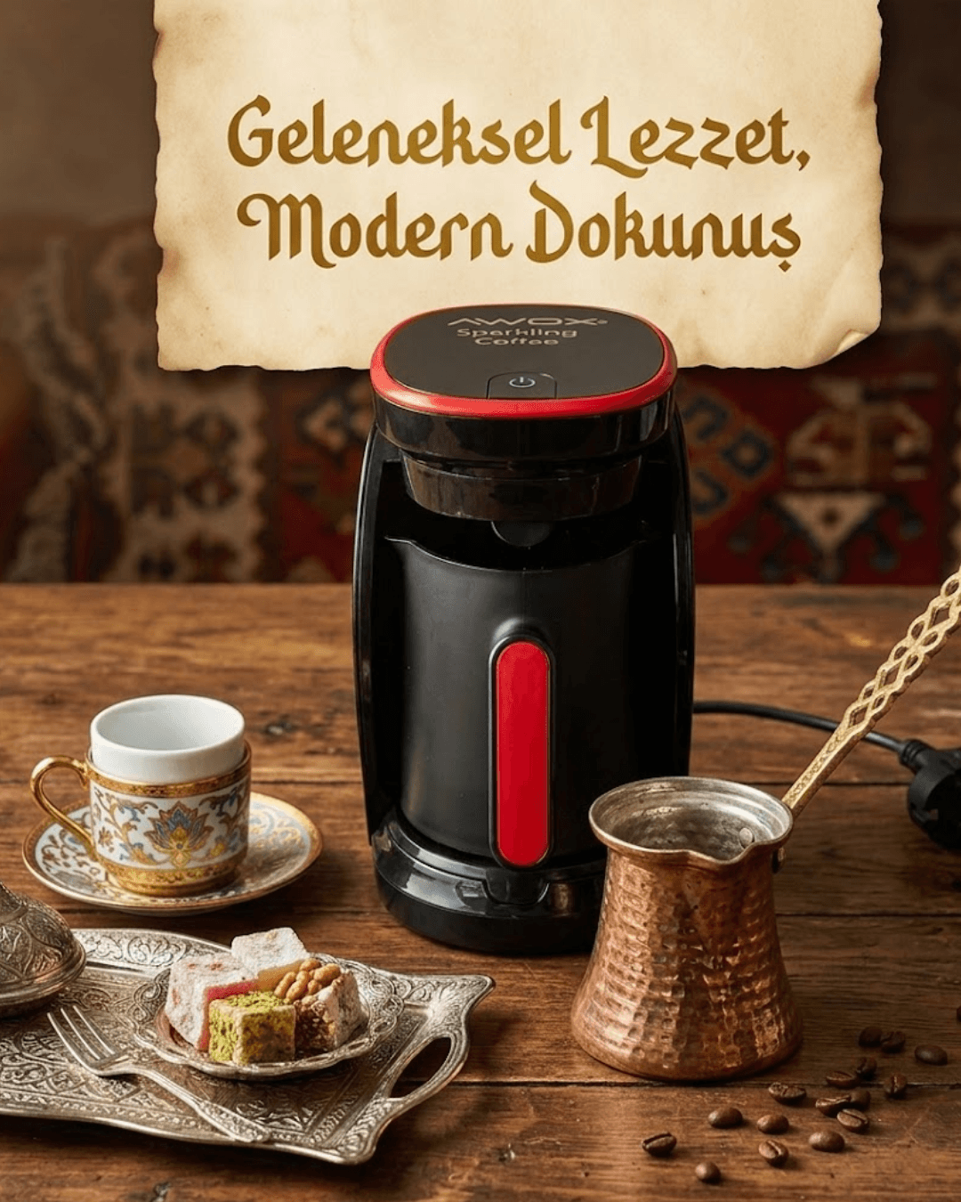 Türk Kahvesi Makinesi Otomatik Kapanma Taşma Emniyetli 4 Fincan Kapasiteli