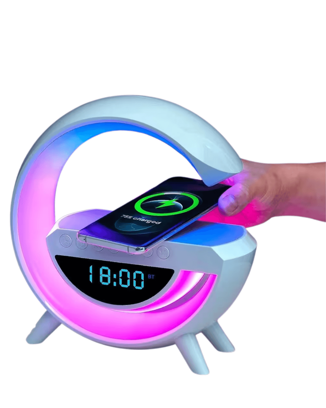 RGB Işıklı Kablosuz Şarjlı Bluetooth Hoparlör Dijital Saat ve Alarm 6