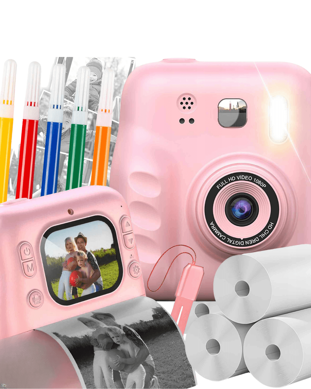 Y300H Printer Kamera Pembe Çocuk Dijital Fotoğraf Makinesi Anında Baskılı 6