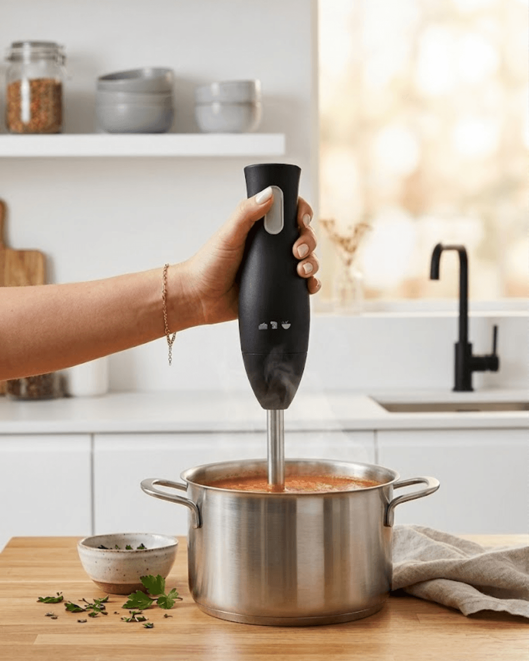 Paslanmaz Çelik Blender Ayağına Sahip Ergonomik El Blenderı Güvenli Kullanım
