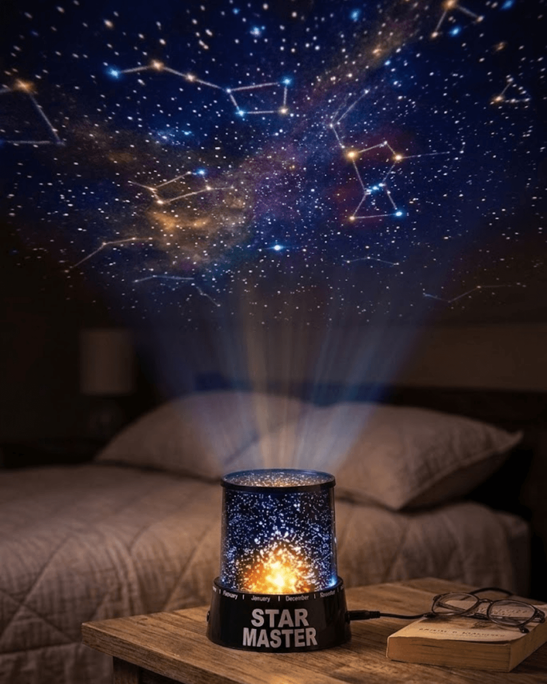 Star Projektör Gece Lambası Tavana Yıldız Yansıtan LED Işık Renk Değiştiren USB