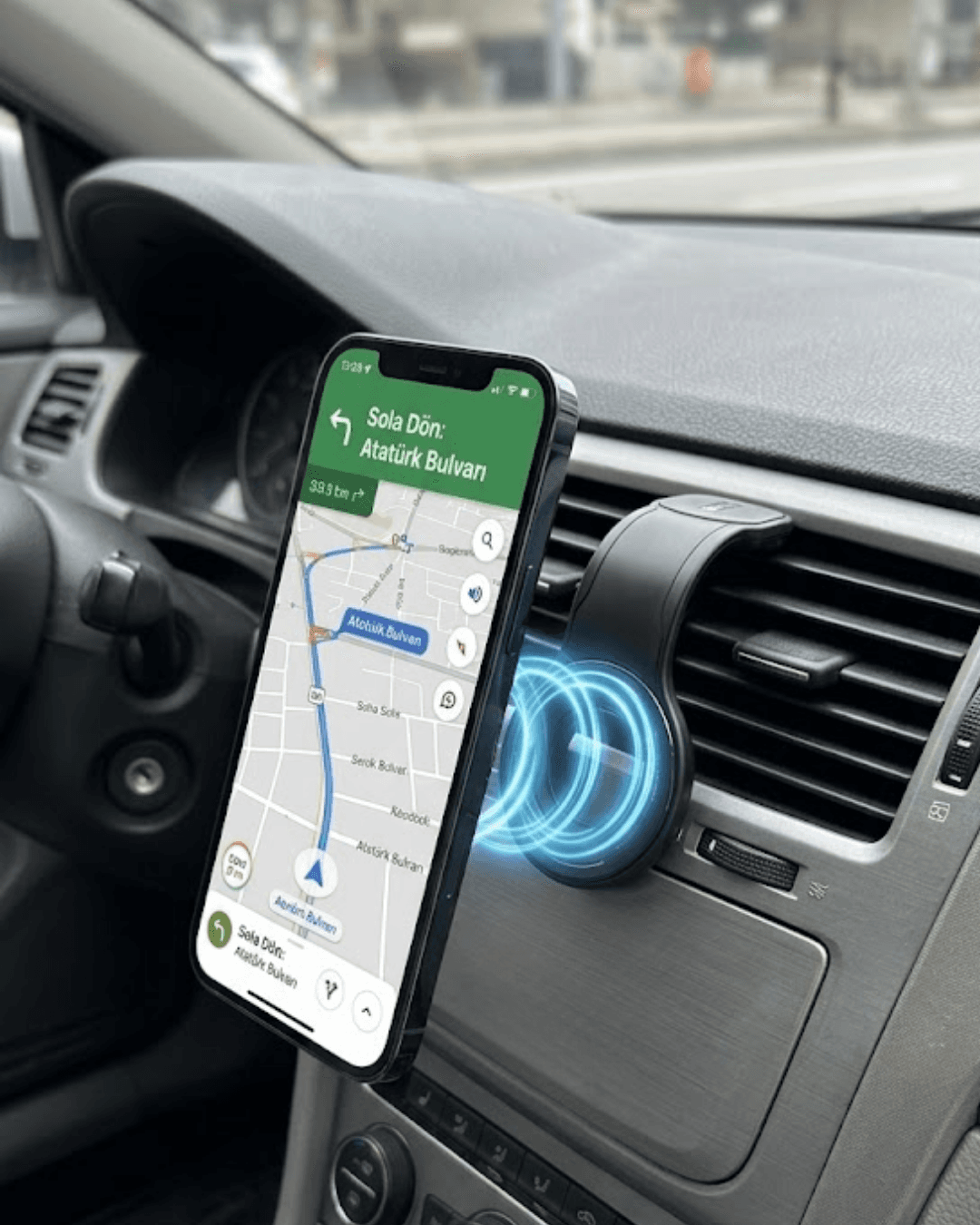 Araç İçi Manyetik Telefon Tutucu Alüminyum Gövdeli 360° Döner Navigasyon Standı