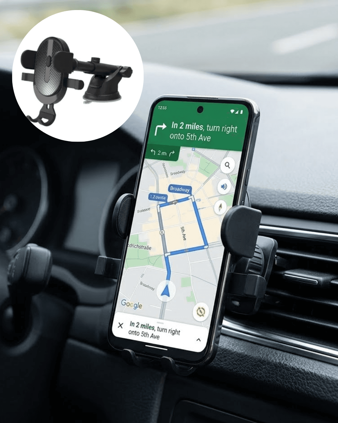 Araç İçi Telefon Tutucu Havalandırma Izgara Standı 360° Döner Otomatik Kilit