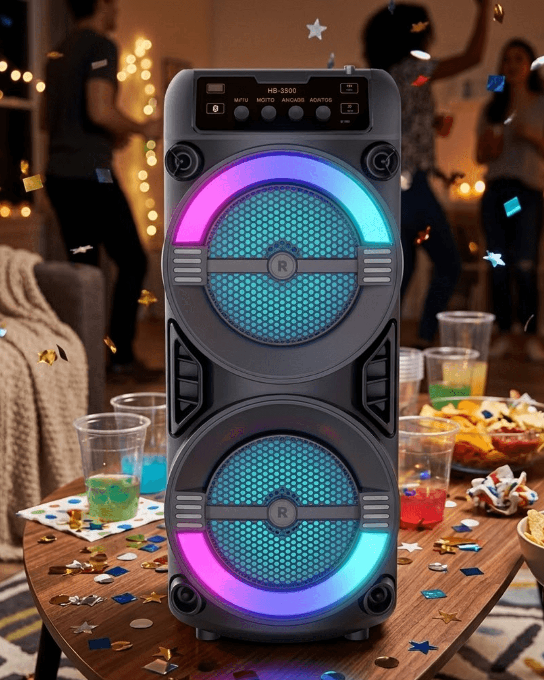 LED Işıklı Kablosuz Bluetooth Hoparlör USB TF Kart Destekli Taşınabilir Ses Sistemi