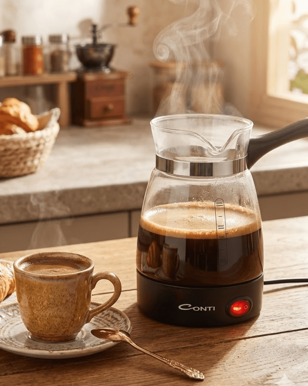 Elektrikli Cam Kahve Makinesi 650W 0.5 Litre Türk Kahvesi Makinesi 5 Fincan