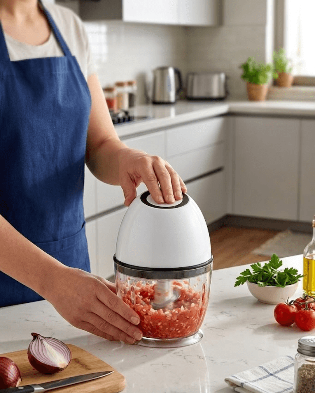 Şarjlı Mutfak Doğrayıcı 450 ML Sebze ve Sarımsak Doğrayıcı Paslanmaz Çelik Bıçaklı
