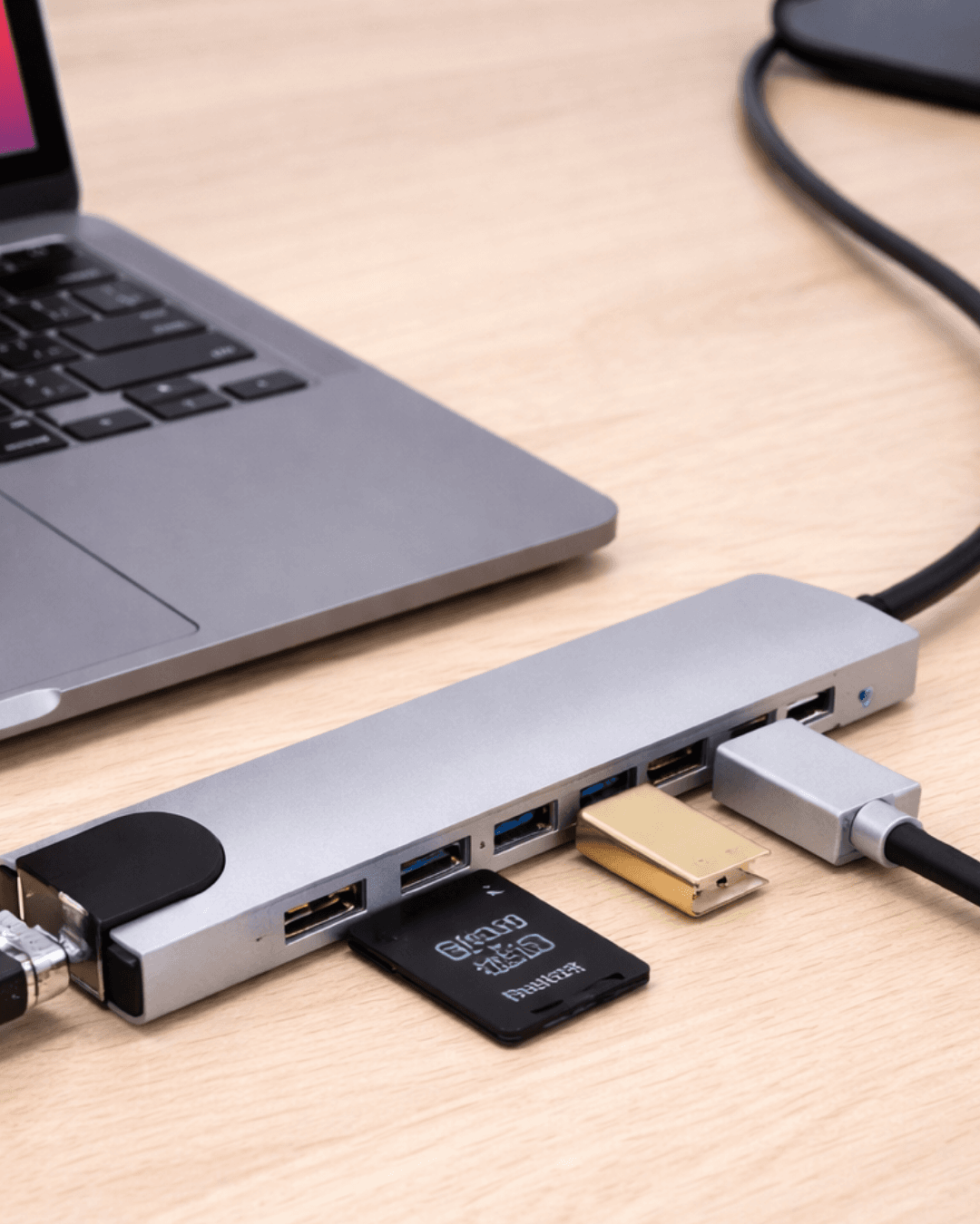 USB C Çoklu Port Adaptör HDMI USB Ethernet SD Kart Hub Laptop ve Tablet İçin