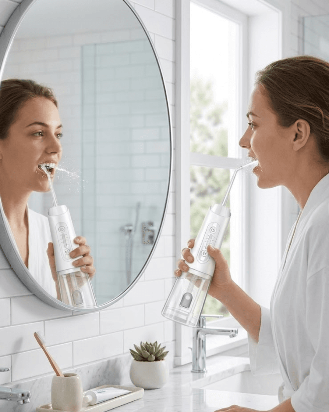 Kablosuz Ağız Duşu IPX7 Su Geçirmez 320 ml Hazneli Güçlü Su Basınçlı 5 Başlık
