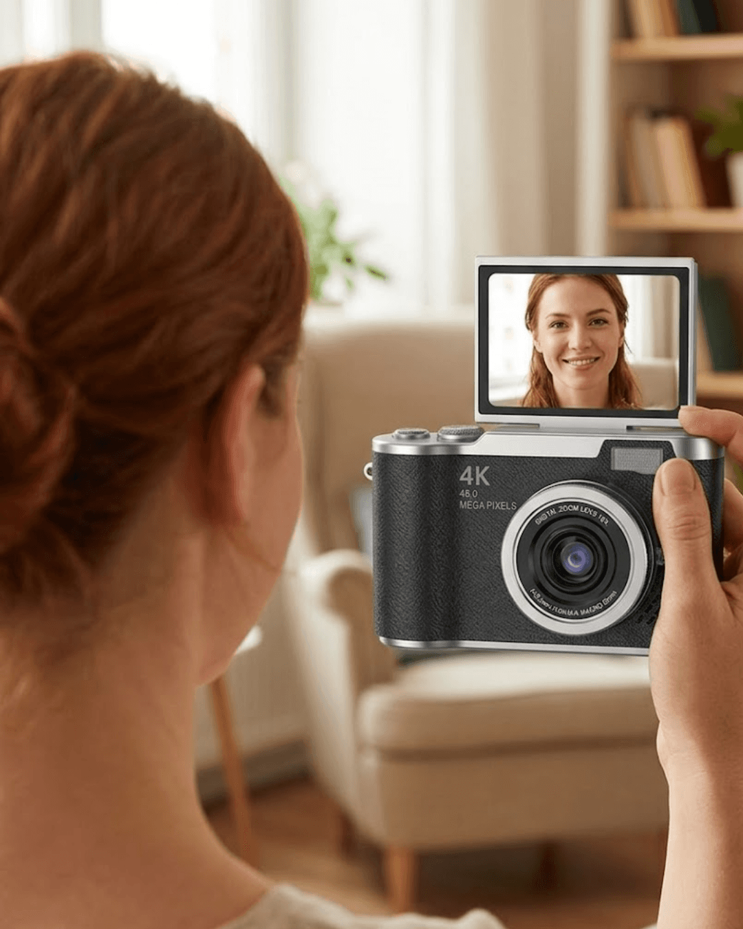 4K Dijital Kamera 48 MP 8X Zoom 180 Derece Döner Ekranlı Vlog ve Fotoğraf Makinesi