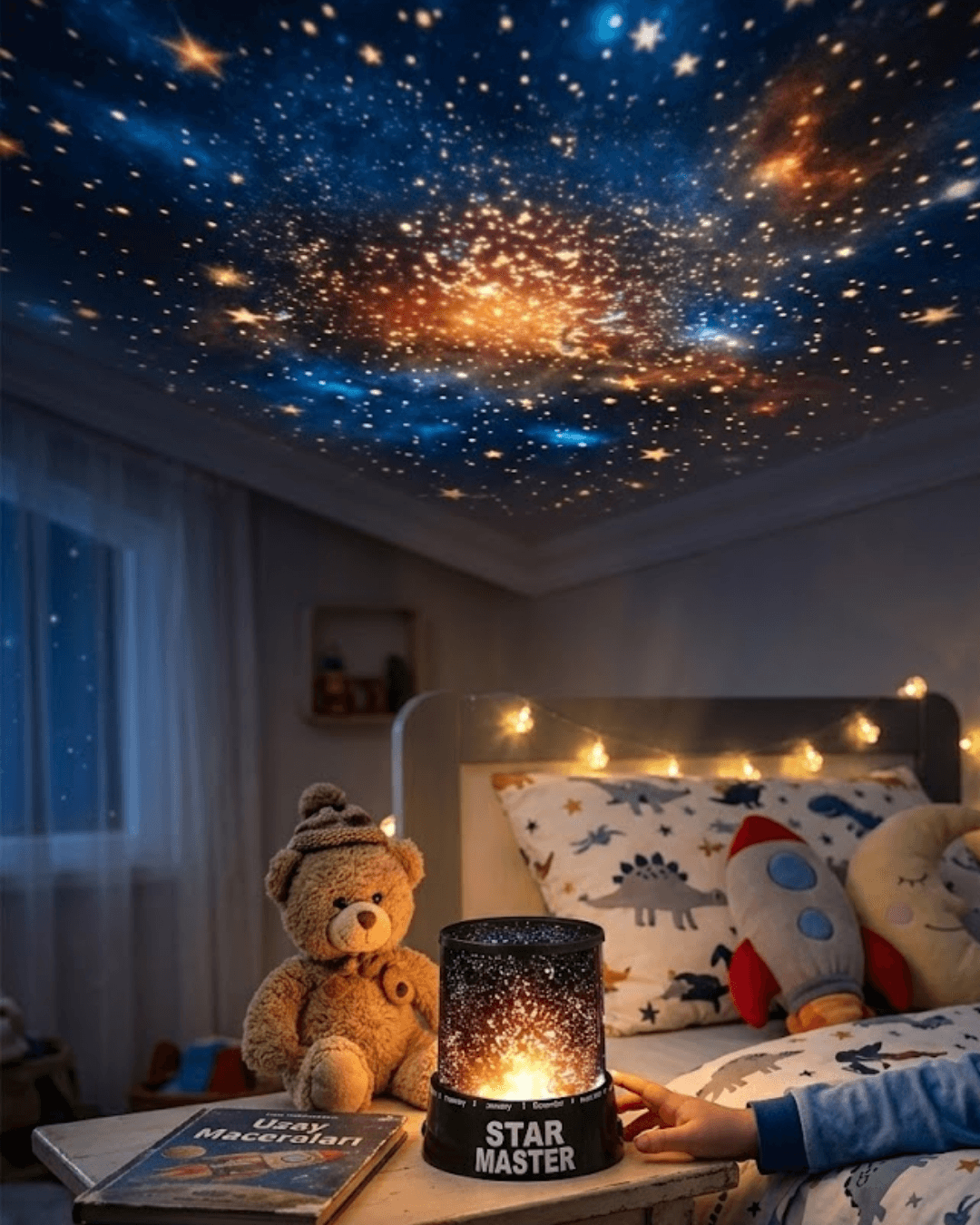 LED Yıldız Projeksiyon Lambası Romantik Oda Atmosfer Işığı Renk Değiştiren USB