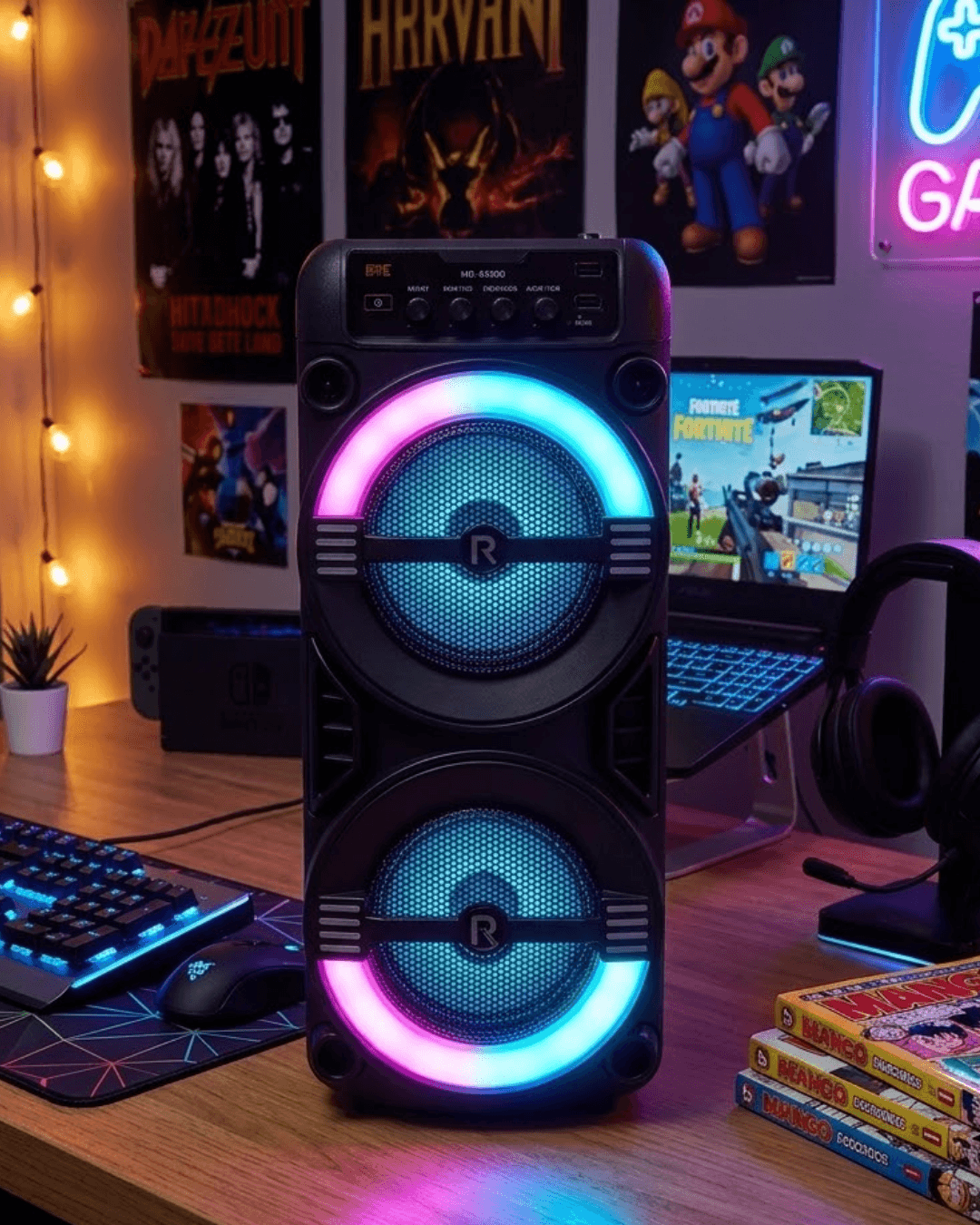 Kablosuz Bluetooth Hoparlör LED Işıklı Taşınabilir USB TF Kart Destekli