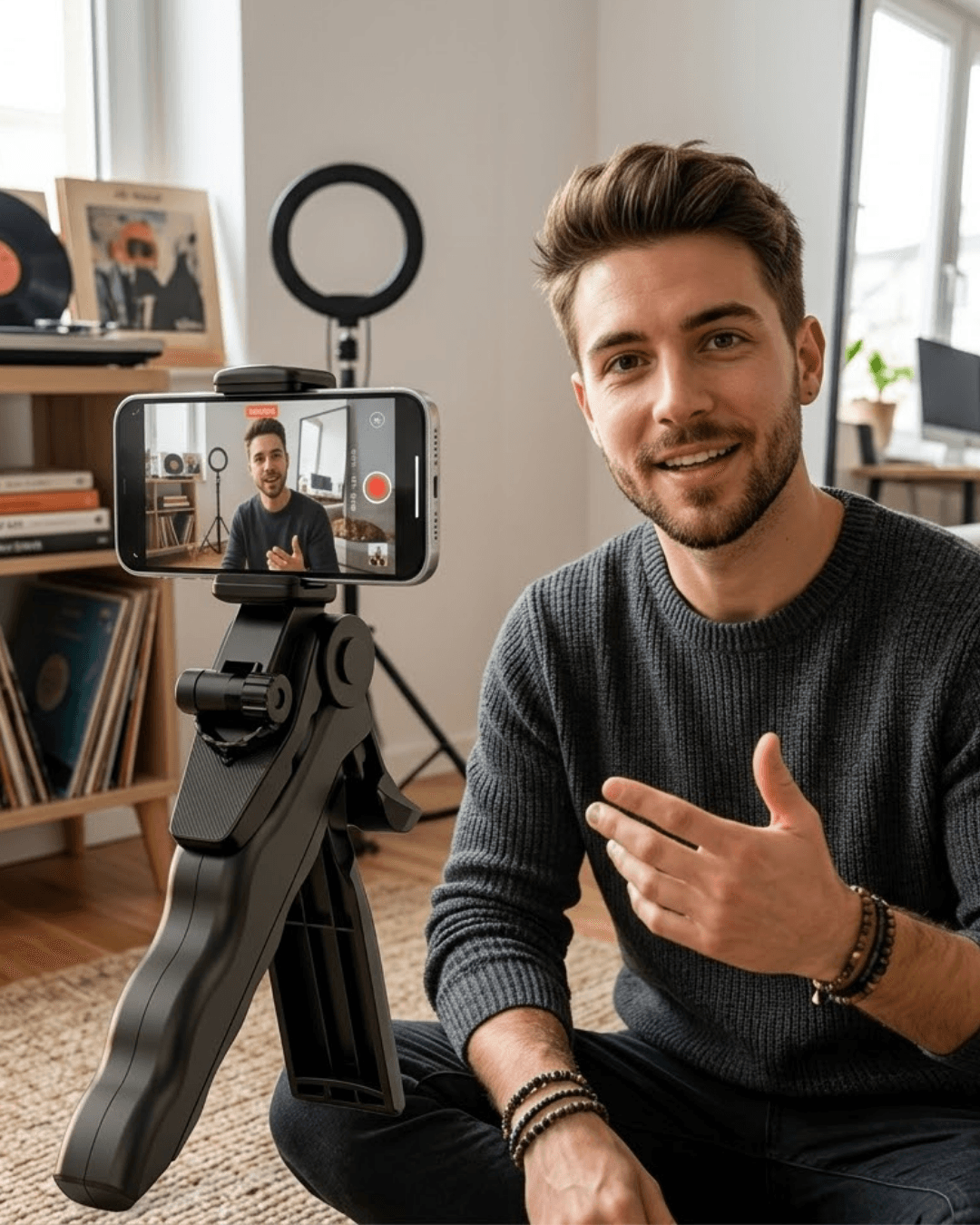 Katlanabilir Telefon Standı Mini Tripod Masaüstü Video Çekim Tutucu 360 Derece