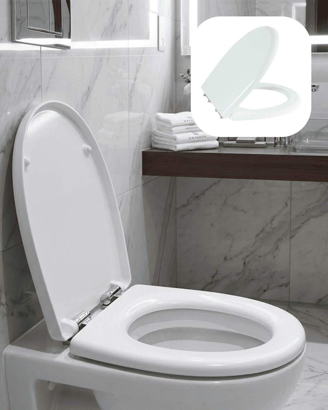 Universal Klozet Kapak Seti Kaydırmaz Alt Yüzey Kolay Temizlik Banyo Aksesuarı