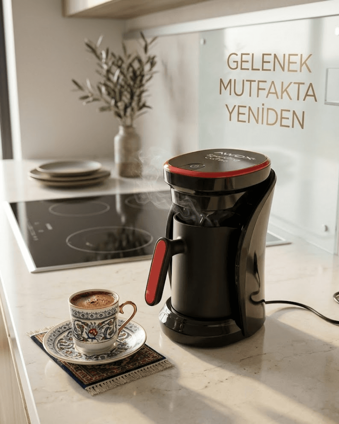 Sesli Uyarılı Türk Kahvesi Makinesi Otomatik Kapanma Damlama Emniyetli 4 Fincan