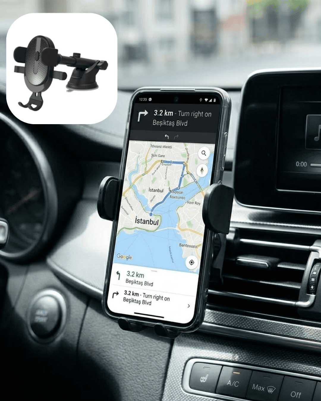 Araç Konsol Telefon Tutucu Ayarlanabilir Telefon Standı 360 Derece Döner
