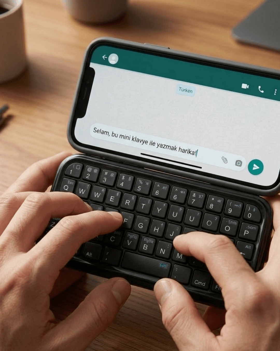 Mini Kablosuz Bluetooth Klavye USB Şarjlı Taşınabilir Klavye Telefon Tablet İçin