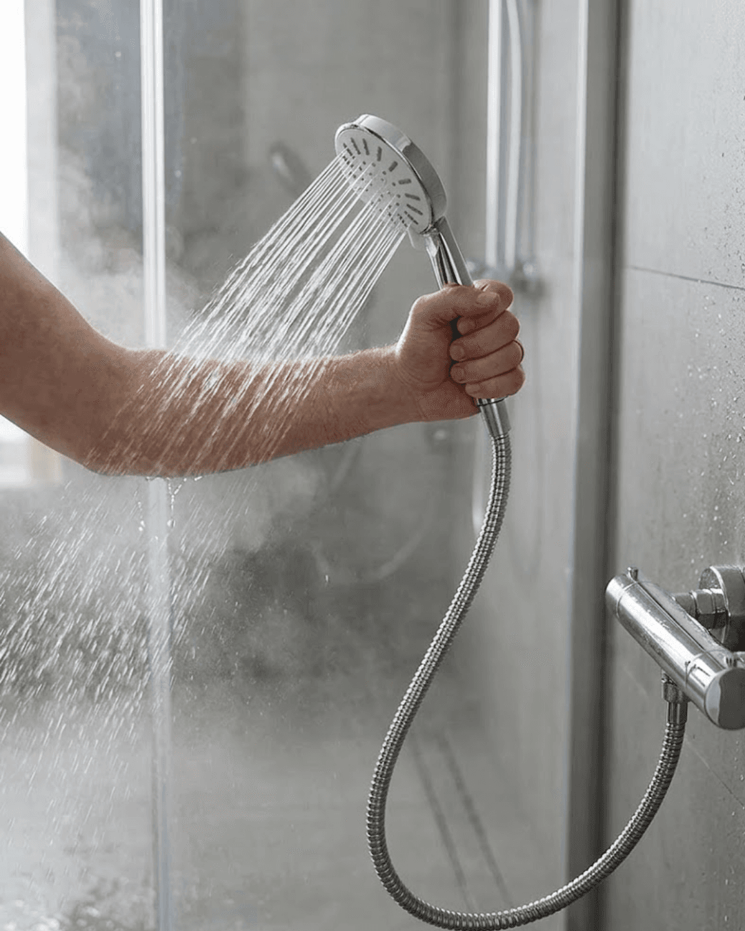 4 Kademeli Spiral Hortumlu Krem El Duşu Başlığı Banyo Duş Seti
