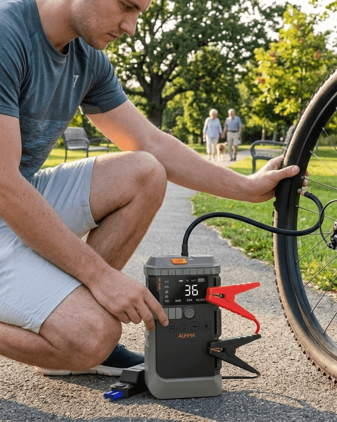 Çok Fonksiyonlu Araç Lastik Pompası Akü Takviye Powerbank ve SOS Işıklı Cihaz