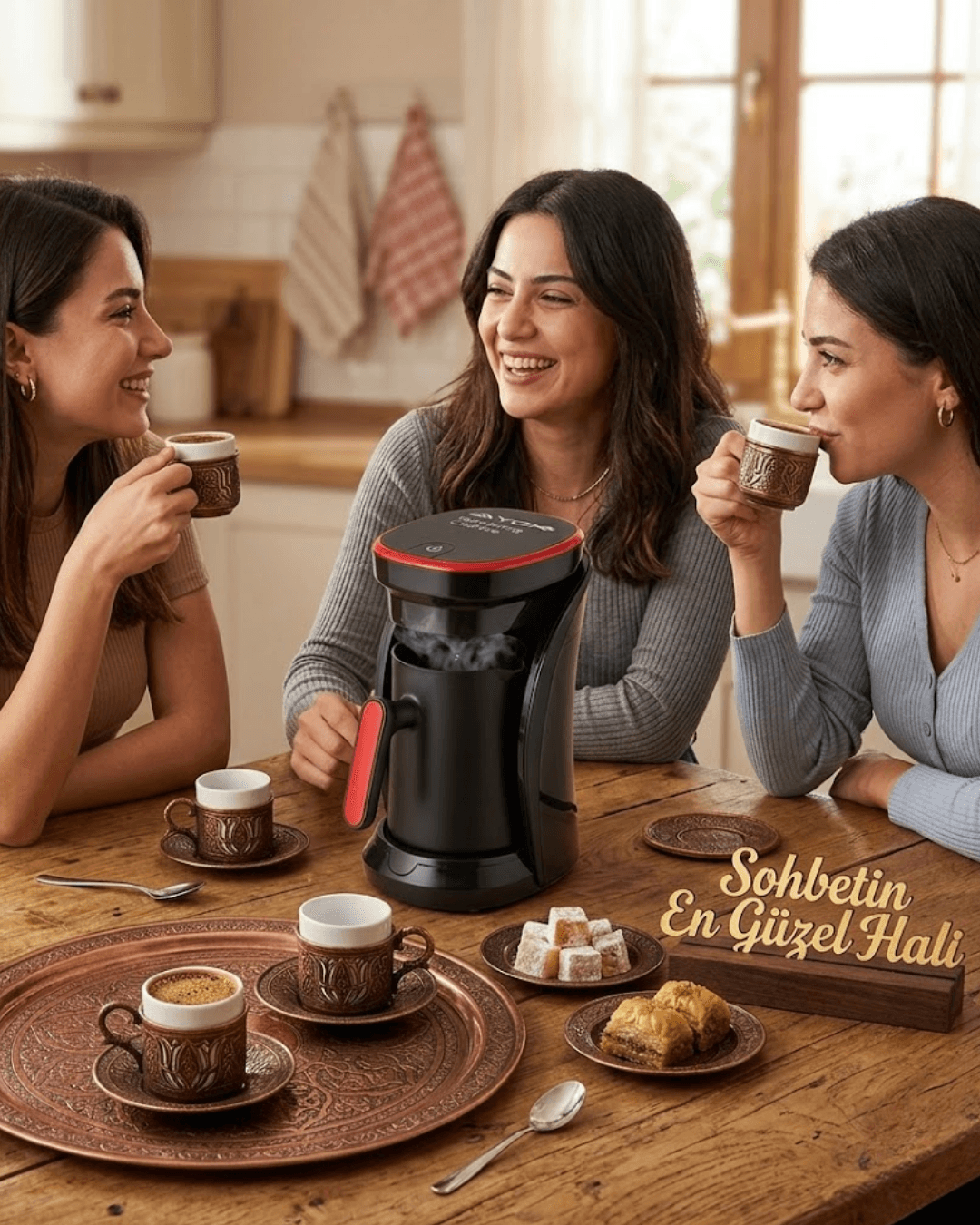 Modern Tasarımlı Türk Kahvesi Makinesi 4 Fincan Kapasiteli Taşma Emniyetli