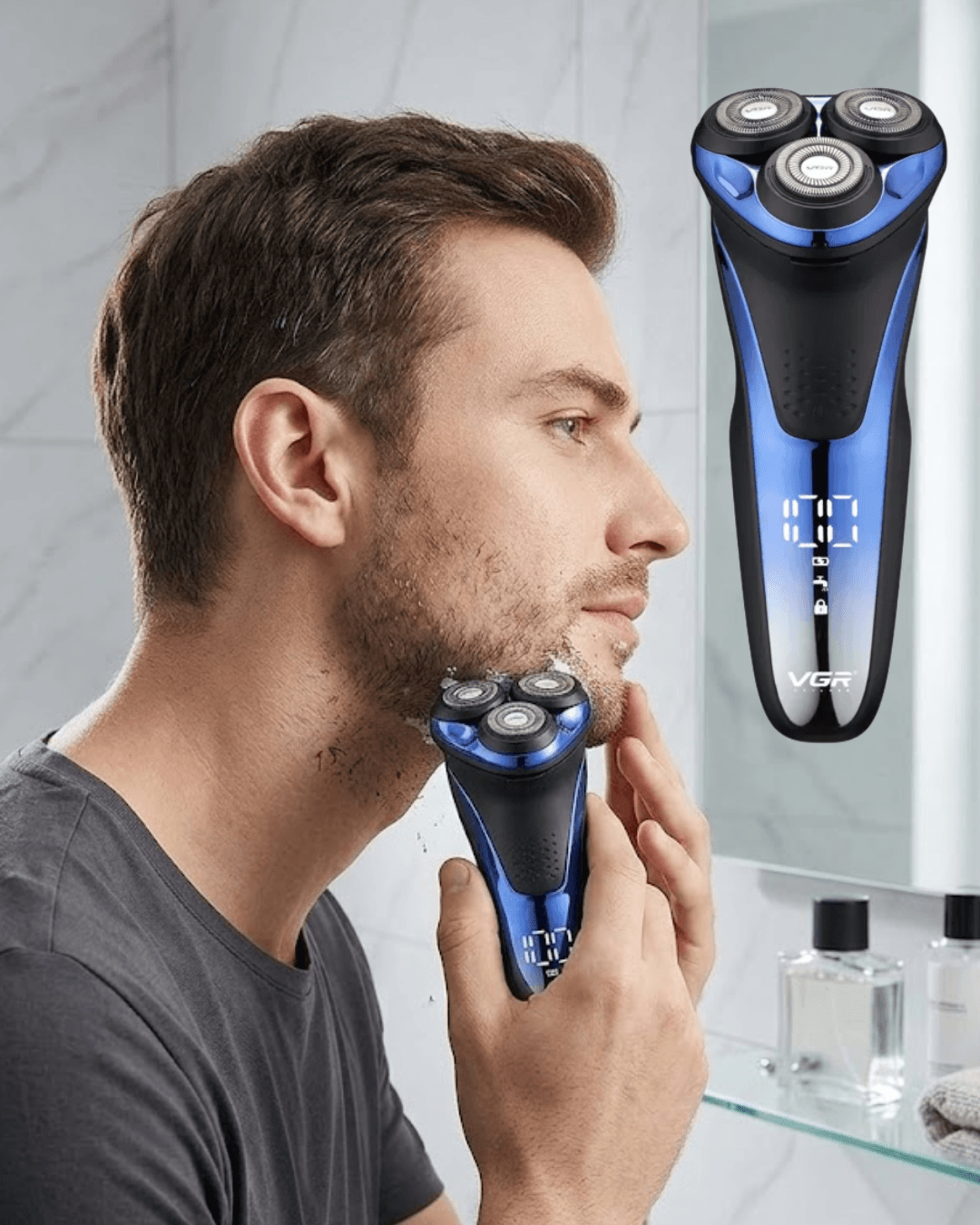 V306 Tıraş Makinesi Elektrikli Üç Başlıklı Döner Kesim Suya Dayanıklı Şarjlı