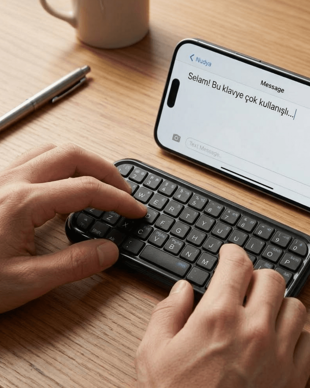Mini Bluetooth Klavye 10M Taşınabilir Kablosuz Telefon Tablet Klavyesi