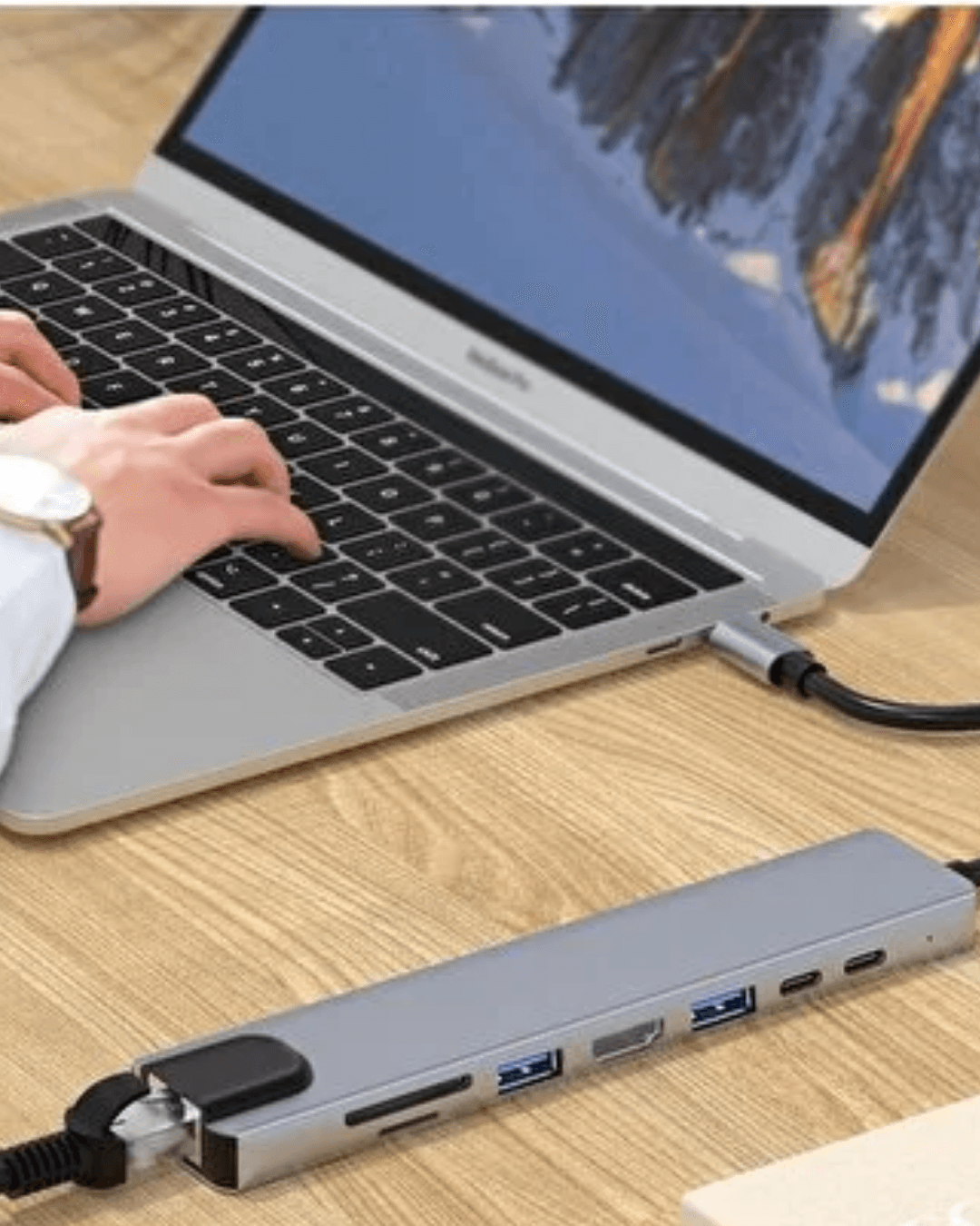 USB-C Çoklu Port Hub Macbook Dönüştürücü HDMI Ethernet USB Adaptör