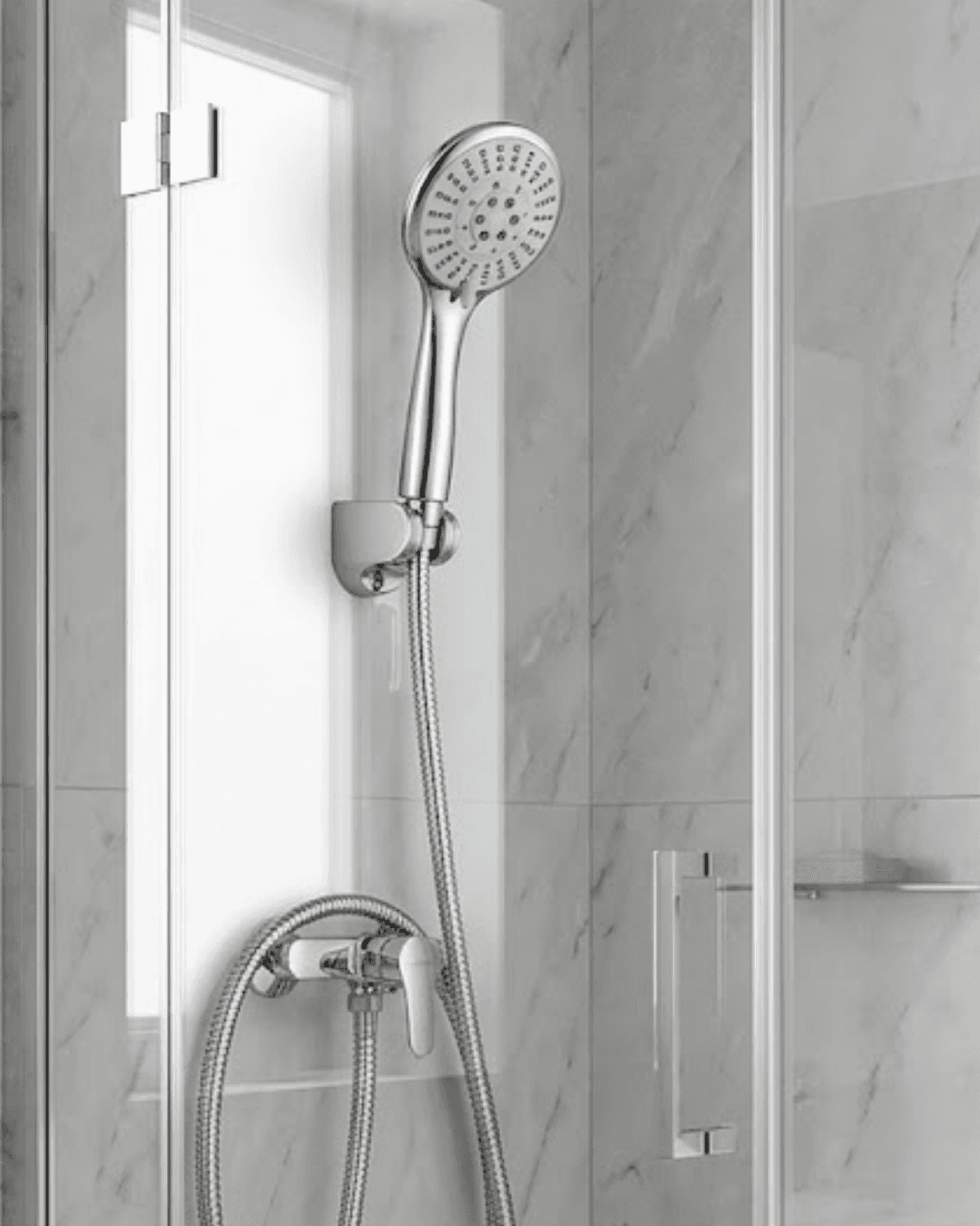 Beyaz Duş Seti Çok Fonksiyonlu El Duşu Başlığı Spiral Hortum Banyo Seti