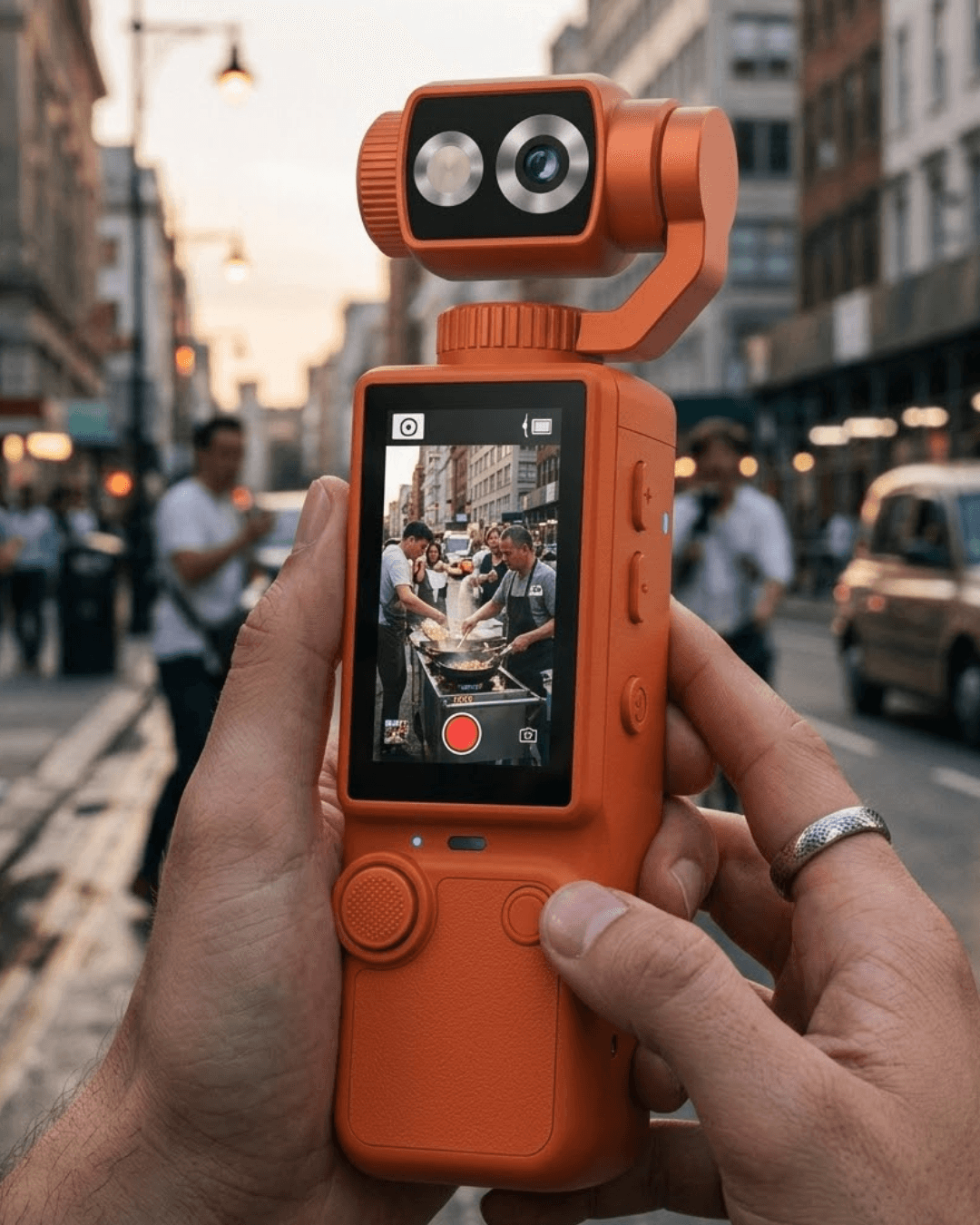 Q8 Aksiyon Kamera 4K Gimbal Stabilizasyon 180 Derece Dönen Lens Taşınabilir