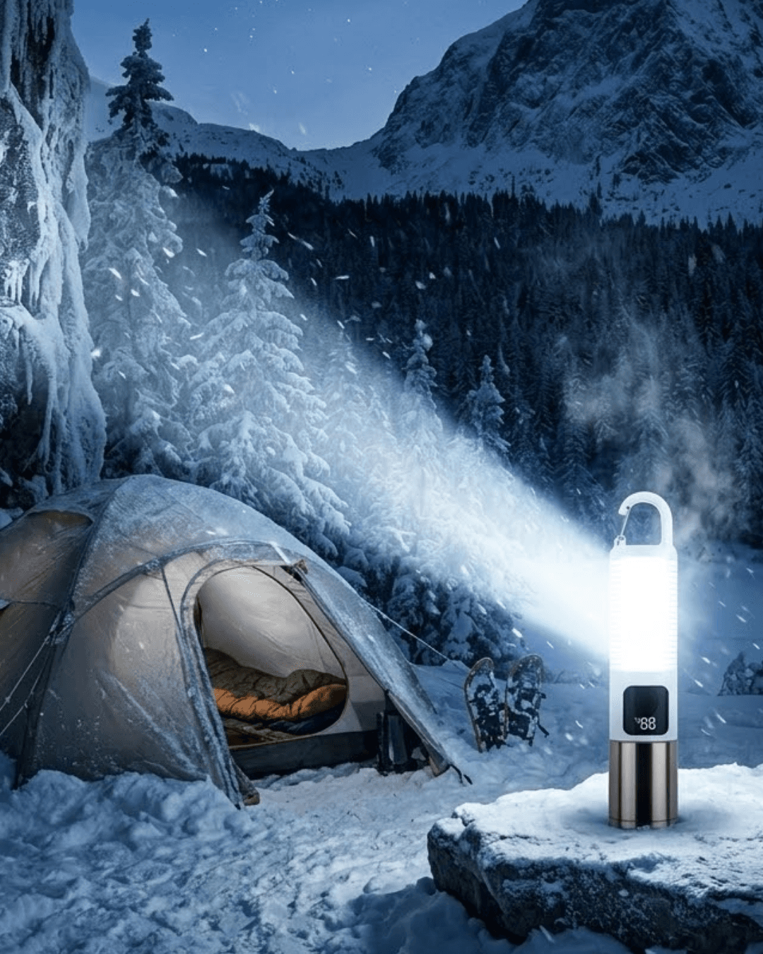 005 USB Şarjlı LED Kamp Feneri 500 Lümen Çift Işık Kaynaklı Taşınabilir Aydınlatma