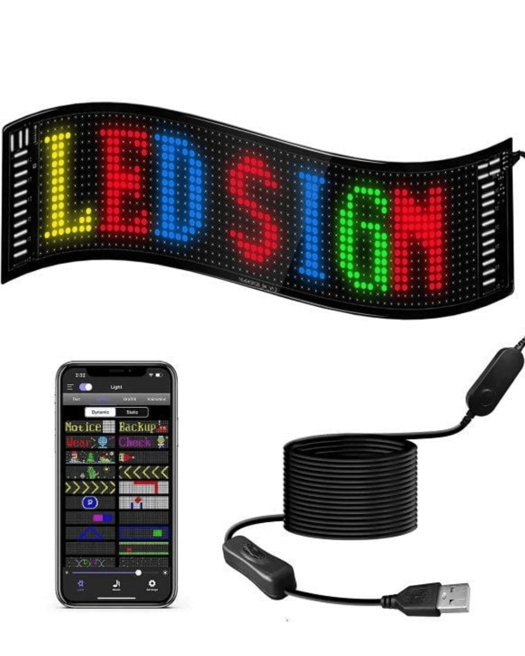 16x96 LED Yazı Paneli 60 cm Esnek RGB Işıklı Programlanabilir Ekran 3