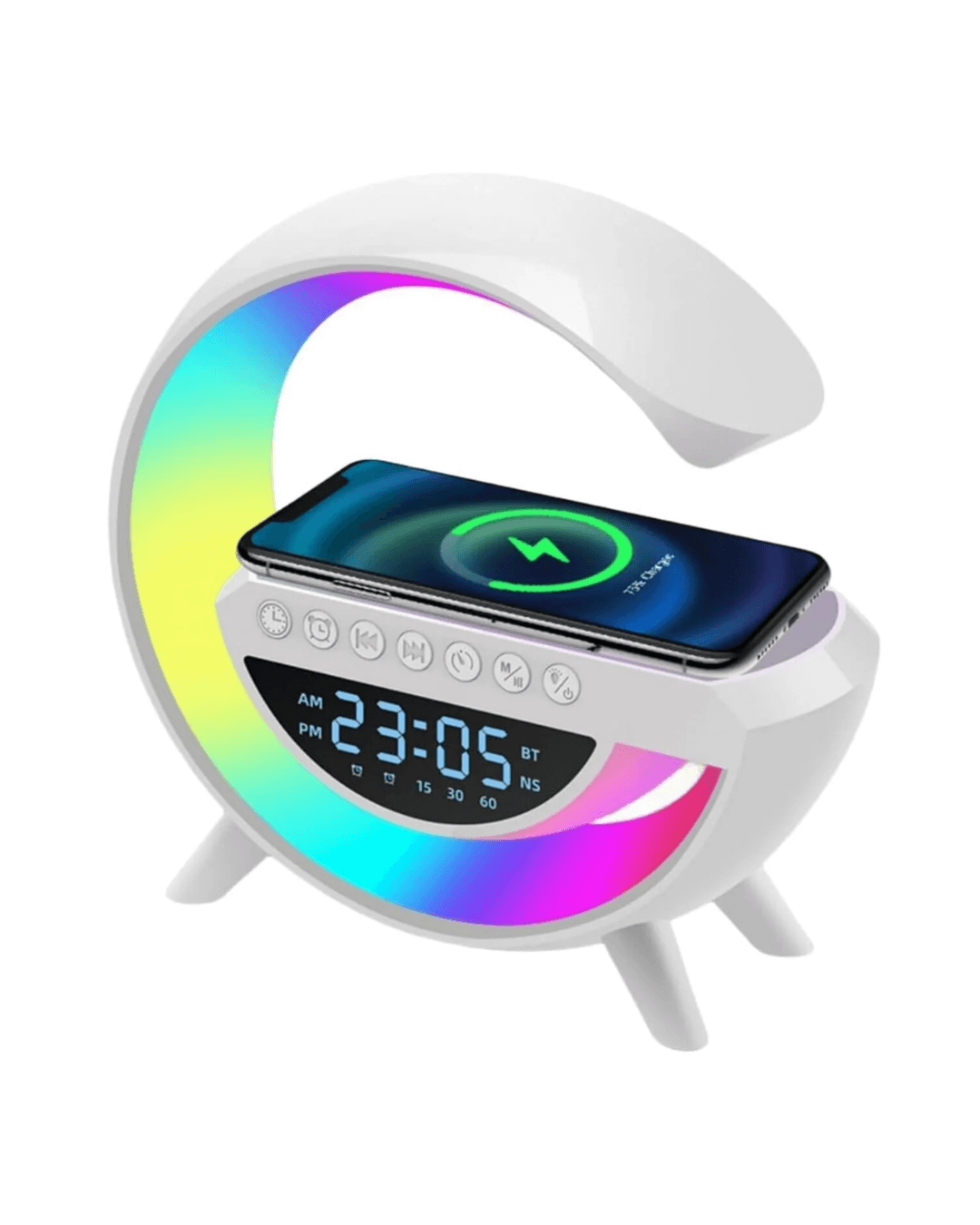 RGB Işıklı Kablosuz Şarjlı Bluetooth Hoparlör Dijital Saat ve Alarm 3