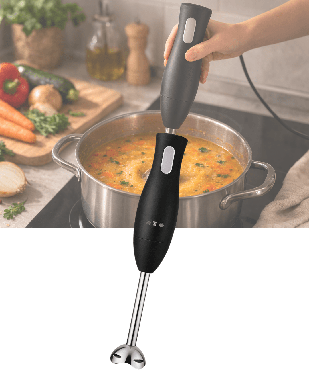 SHB3185 El Blenderi Paslanmaz Çelik Metal Ayağı Ergonomik Tasarım 4