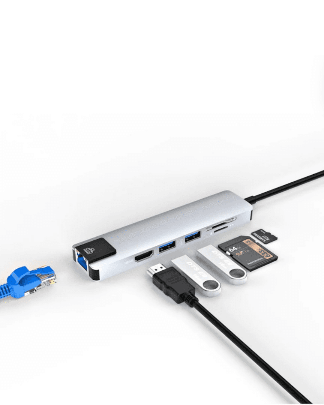 Type C Hub Çoklayıcı 8 Port USB HDMI RJ45 Kart Okuyucu Taşınabilir 4