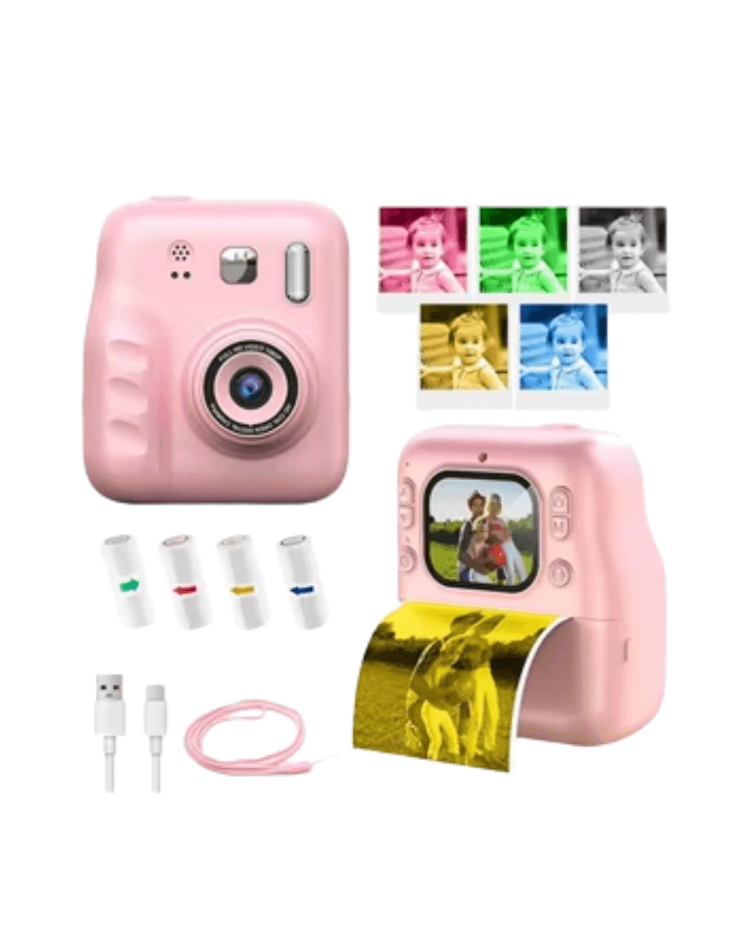 Y300H Printer Kamera Pembe Çocuk Dijital Fotoğraf Makinesi Anında Baskılı 4
