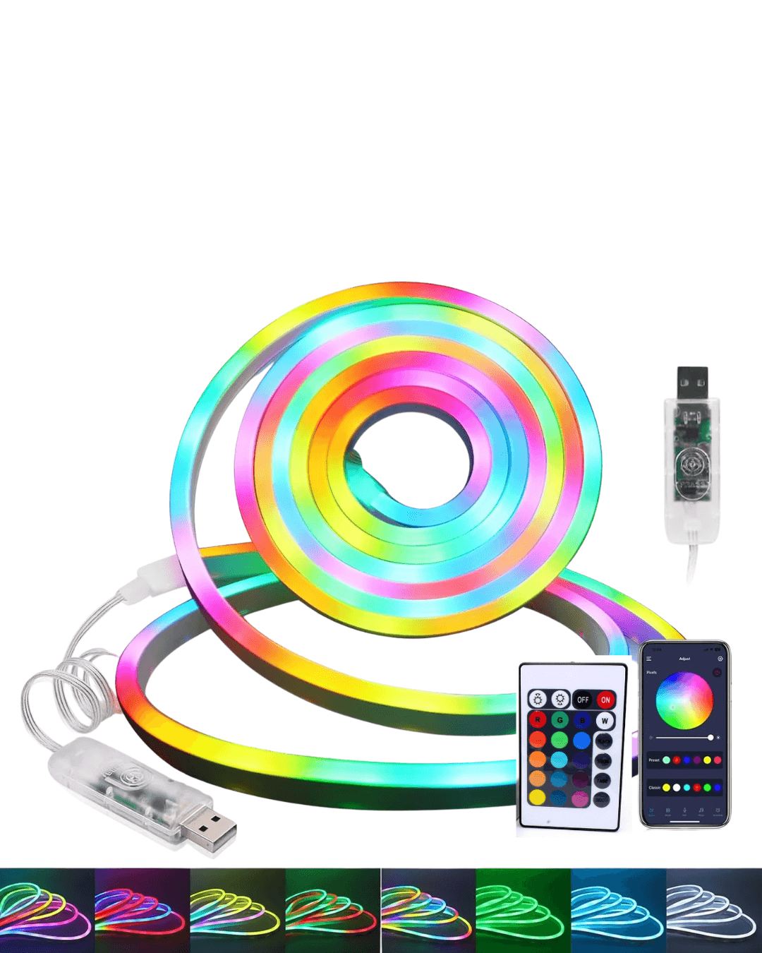 3M RGB Akıllı Neon LED Şerit Işık Telefon ve Kumanda Kontrollü TV Arka Aydınlatma 5