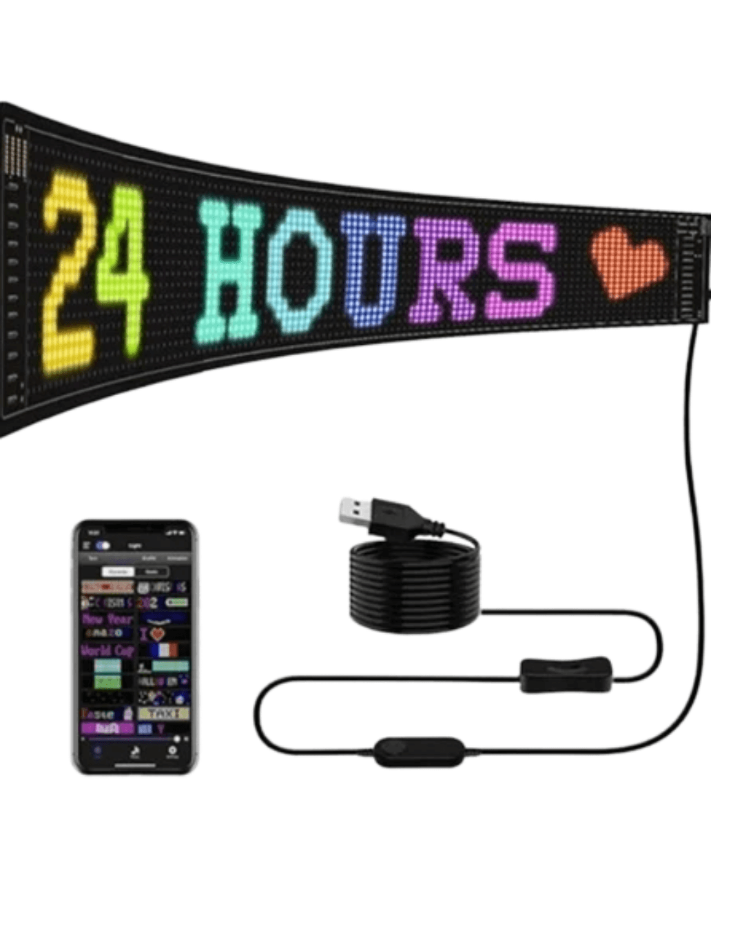 16x96 LED Yazı Paneli 60 cm Esnek RGB Işıklı Programlanabilir Ekran 5