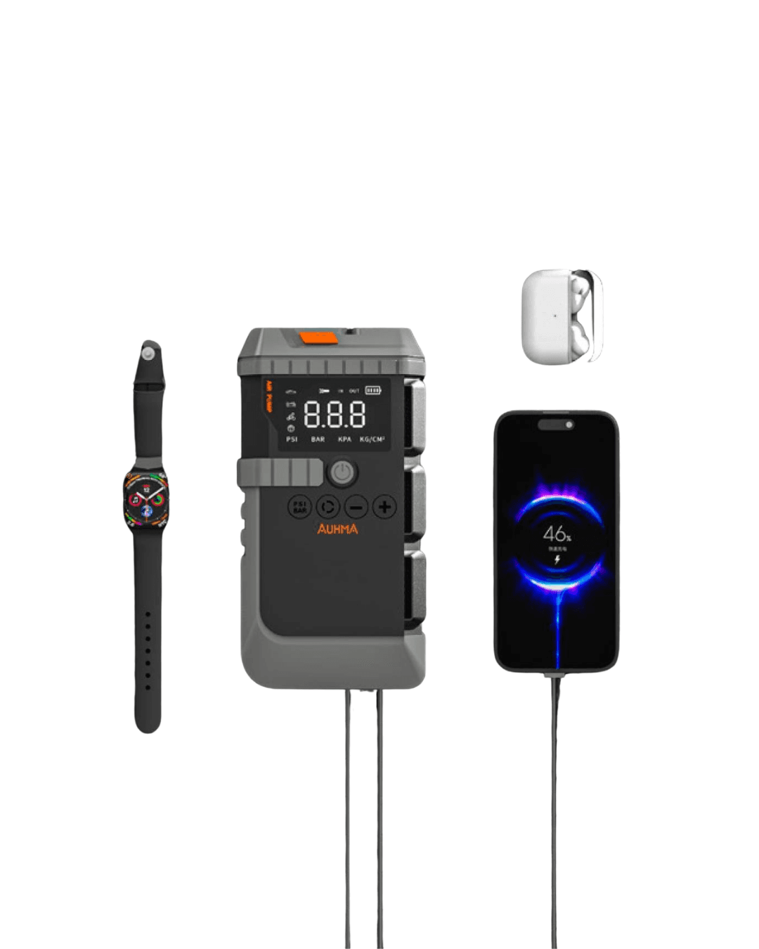 A7711 Çok Fonksiyonlu Taşınabilir Araç Cihazı Akü Takviye Hava Kompresörü Powerbank LED 6