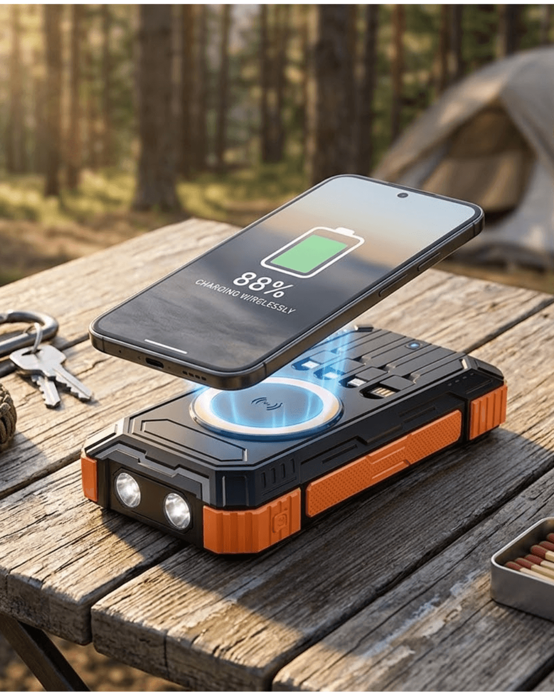 20000 mAh Güneş Enerjili Powerbank Kablosuz Hızlı Şarj Taşınabilir Batarya