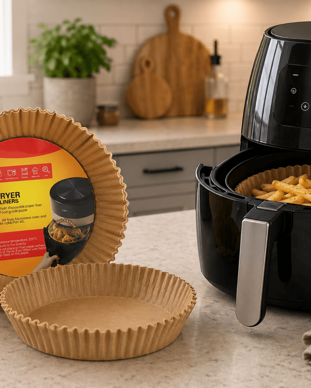 100 Lü Airfryer Kağıdı Yağ Geçirmez Yapışmaz Pişirme Kağıdı Seti