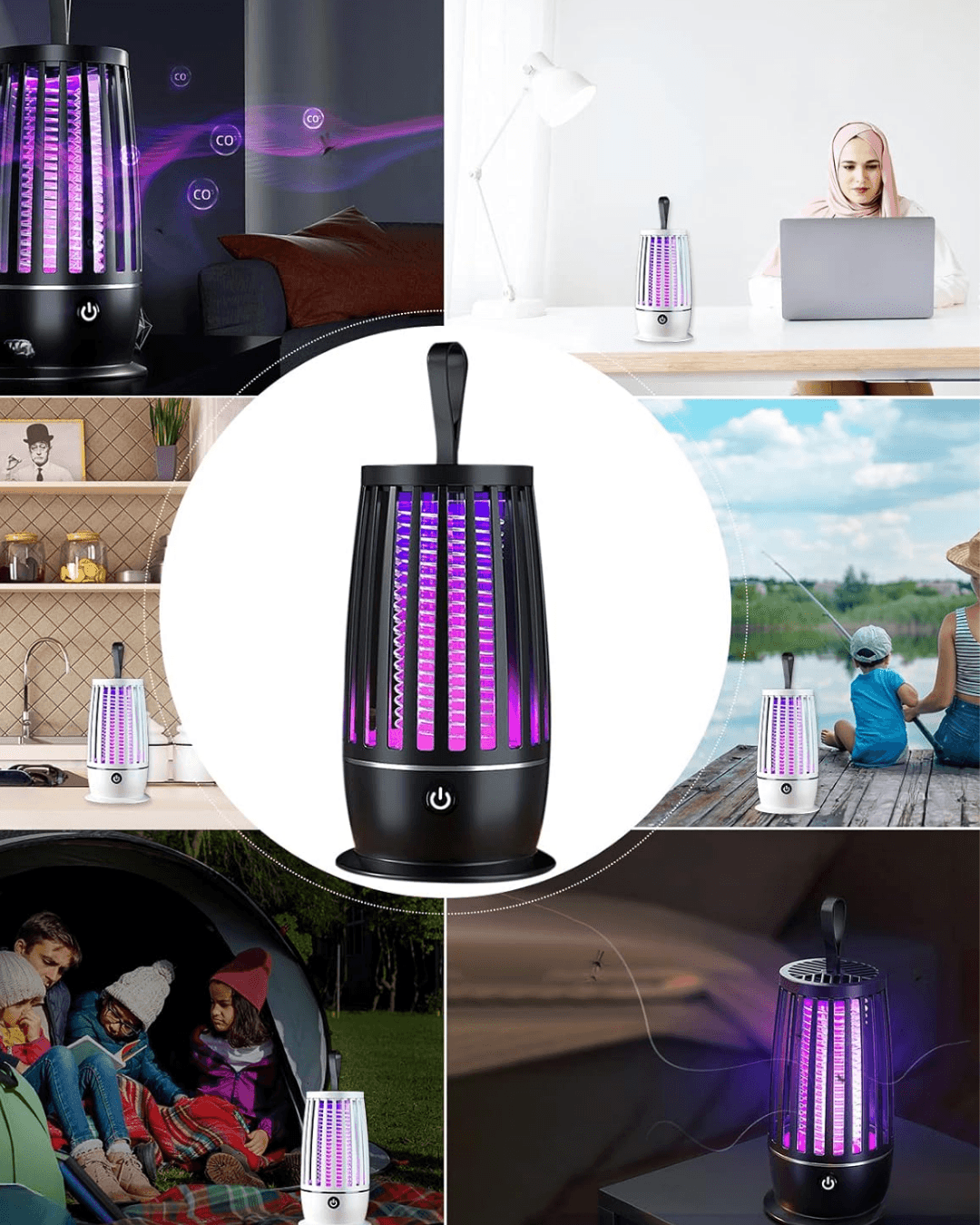 HS374 Sinek Kovucu Sessiz UV Işıklı Elektrikli Böcek Öldürücü Lamba 6