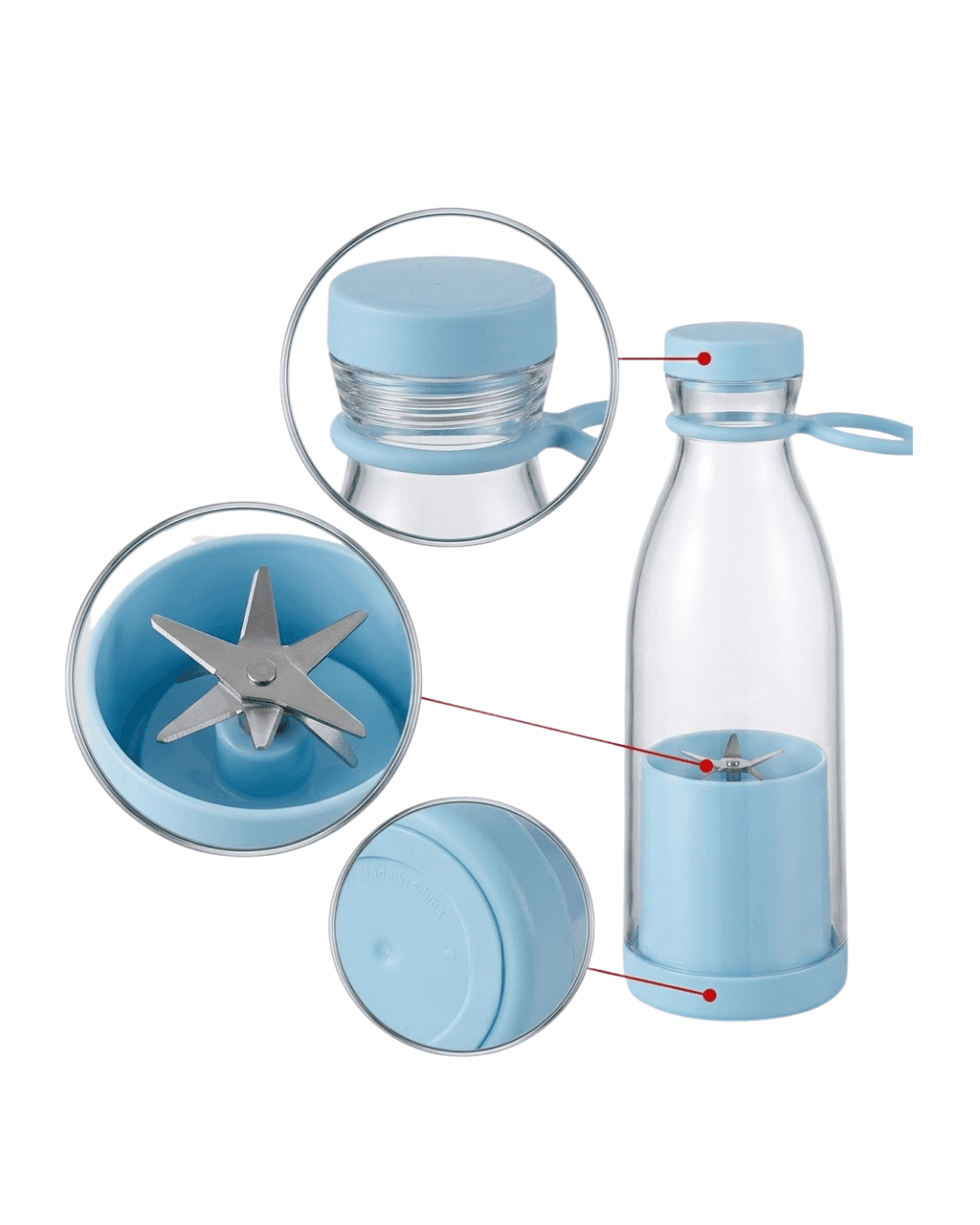 BİG Bardak Blender Mavi 380 ml Taşınabilir USB Şarjlı Kablosuz Meyve Karıştırıcı 6