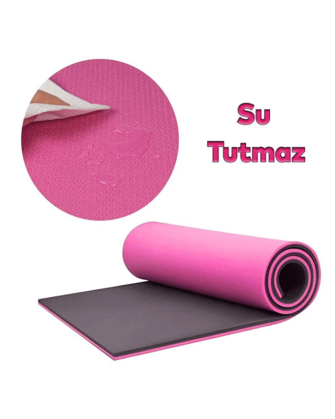 10 mm Yoga Matı Pembe Kaymaz Yüzey Çift Taraflı Kullanım EVA Fitness Minderi 6