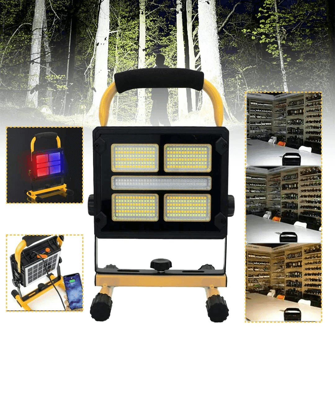 Taşınabilir Ayaklı Solar LED Çalışma Lambası 400 LED USB Şarjlı 6