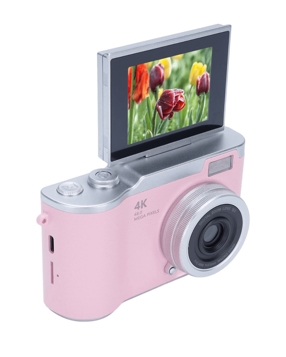 LK007 48 MP Dijital Fotoğraf Makinesi Pembe - 1080P Video Flip Ekran 6