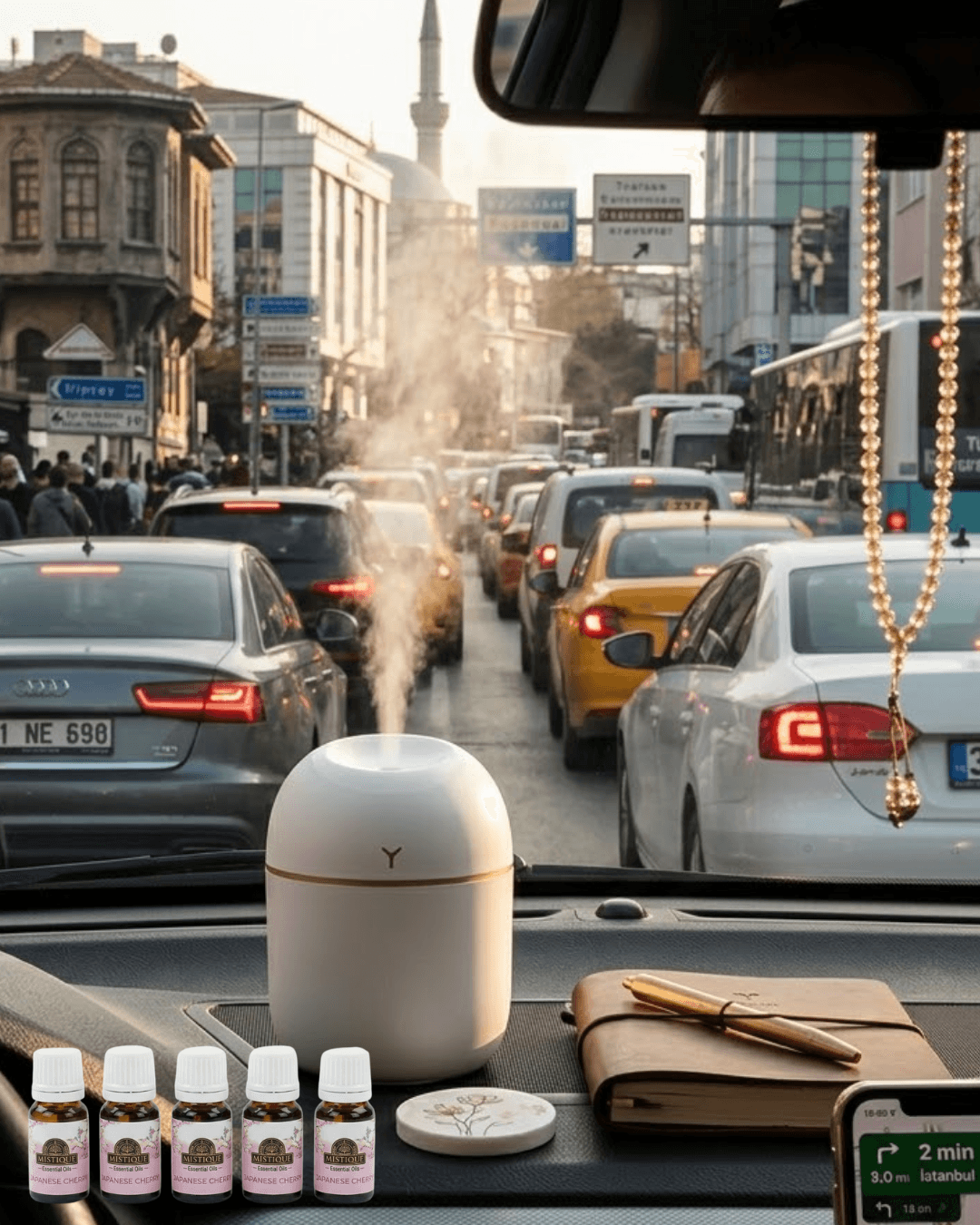 Mini Hava Nemlendirici 5 Esans Hediyeli LED Işıklı Sessiz Difüzör