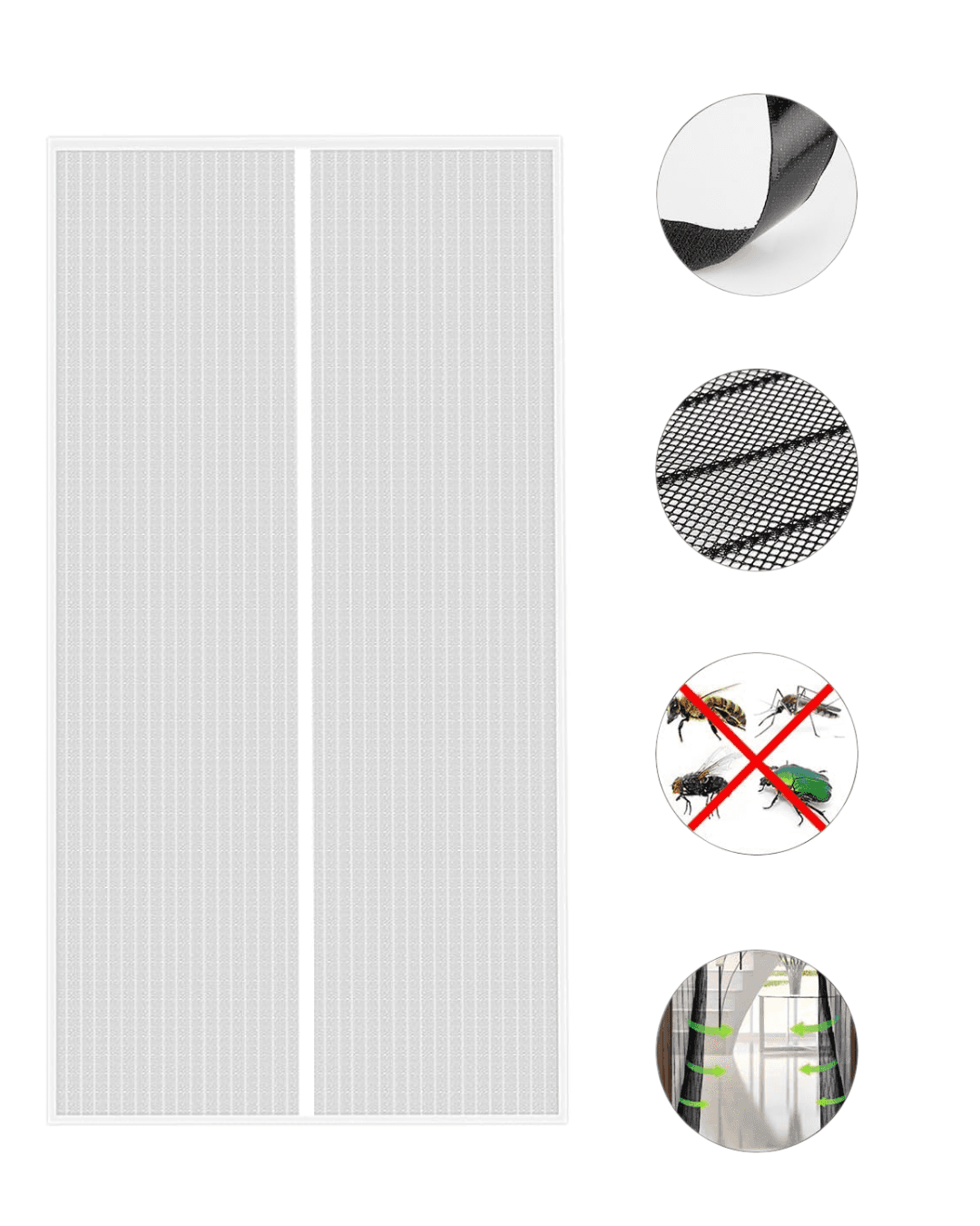 Mıknatıslı Kapı Sinekliği 105x210 CM Tül Sineklik Çift Taraflı Bant Hediyeli 6
